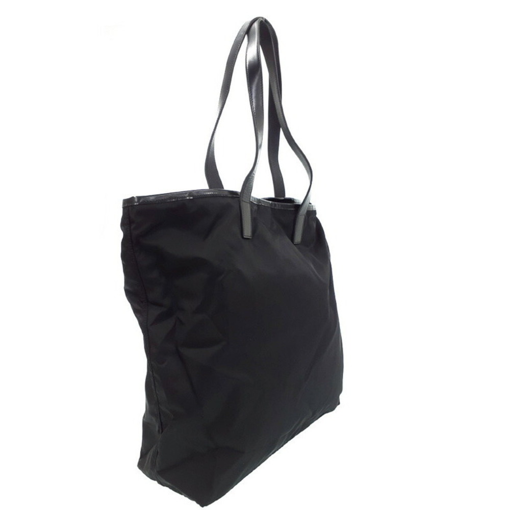 Prada leather logo nylon plaque bag black shopping tote triangle Tessuto iconic